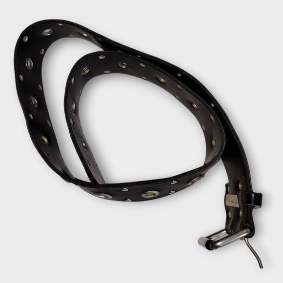 Faux Leather Belt 37" Metal Buckle Wide Square Riding Casual Basic Steampunk - Picture 2 of 5